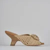 Ciabatte tacco 8cm tessuto beige
