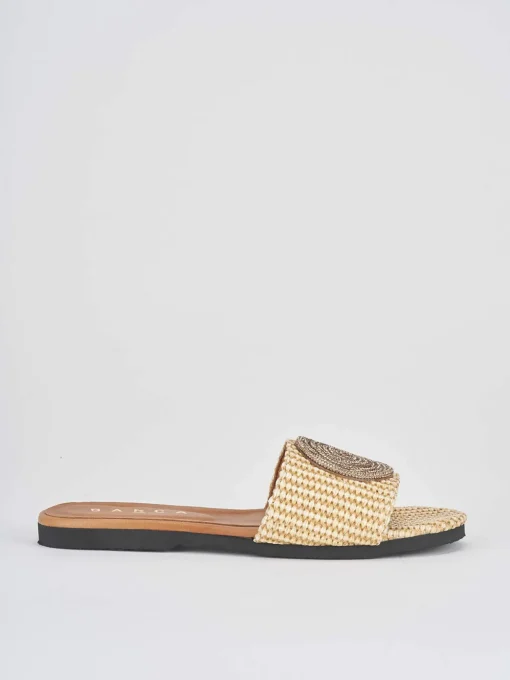 Ciabatte tacco 1cm tessuto oro