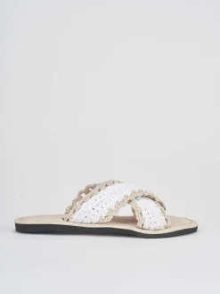 Ciabatte tacco 1cm tessuto bianco