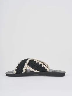Ciabatte tacco 1cm tessuto beige