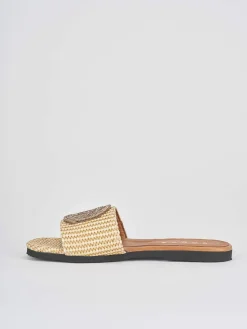 Ciabatte tacco 1cm tessuto oro