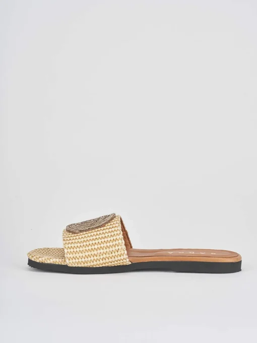 Ciabatte tacco 1cm tessuto oro