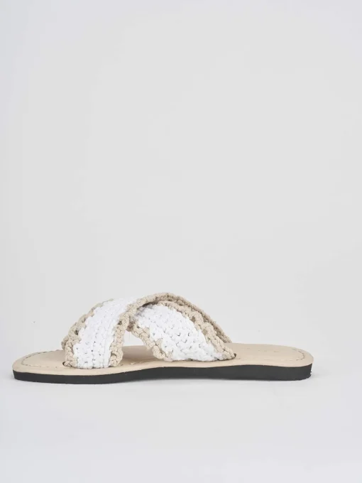 Ciabatte tacco 1cm tessuto bianco