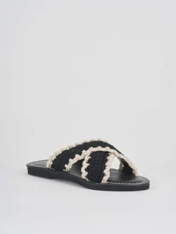 Ciabatte tacco 1cm tessuto beige