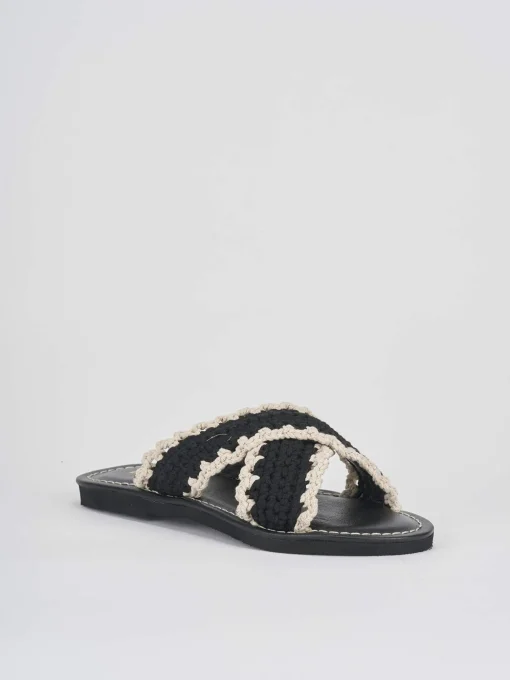 Ciabatte tacco 1cm tessuto beige