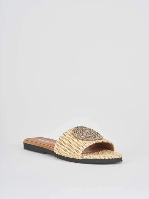 Ciabatte tacco 1cm tessuto oro
