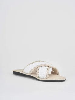 Ciabatte tacco 1cm tessuto bianco
