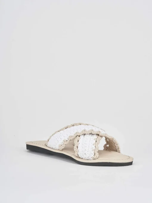 Ciabatte tacco 1cm tessuto bianco