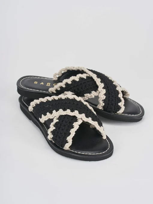 Ciabatte tacco 1cm tessuto beige