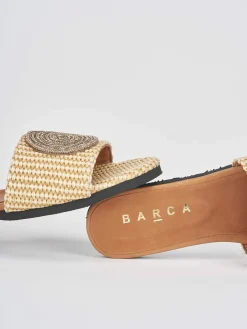 Ciabatte tacco 1cm tessuto oro