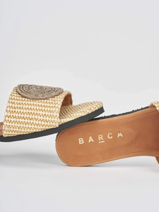 Ciabatte tacco 1cm tessuto oro