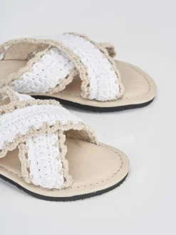Ciabatte tacco 1cm tessuto bianco
