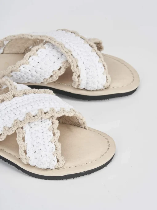 Ciabatte tacco 1cm tessuto bianco