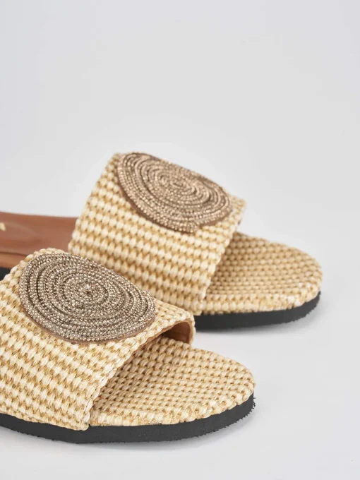 Ciabatte tacco 1cm tessuto oro