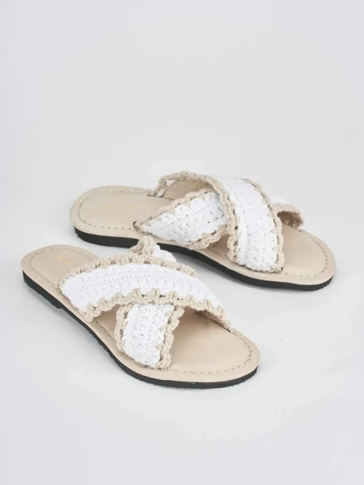 Ciabatte tacco 1cm tessuto bianco