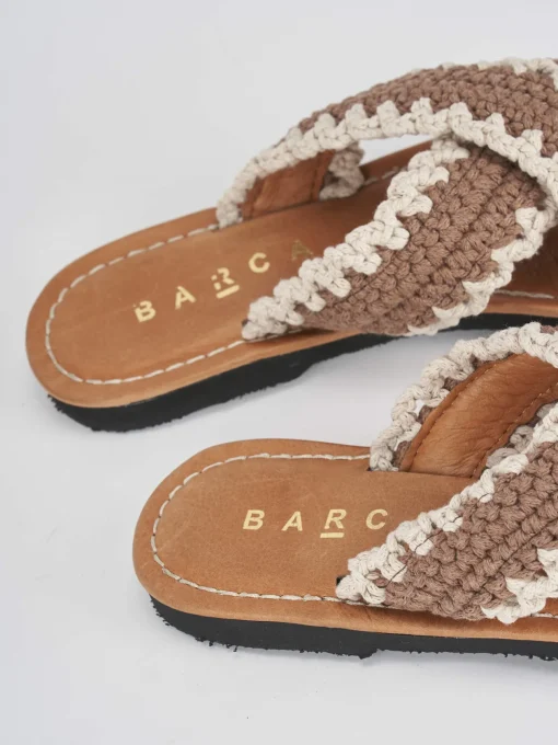 Ciabatte tacco 1cm tessuto testa