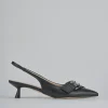 Décolleté e slingback tacco 5cm pelle nero