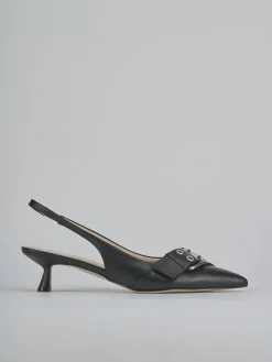 Décolleté e slingback tacco 5cm pelle nero