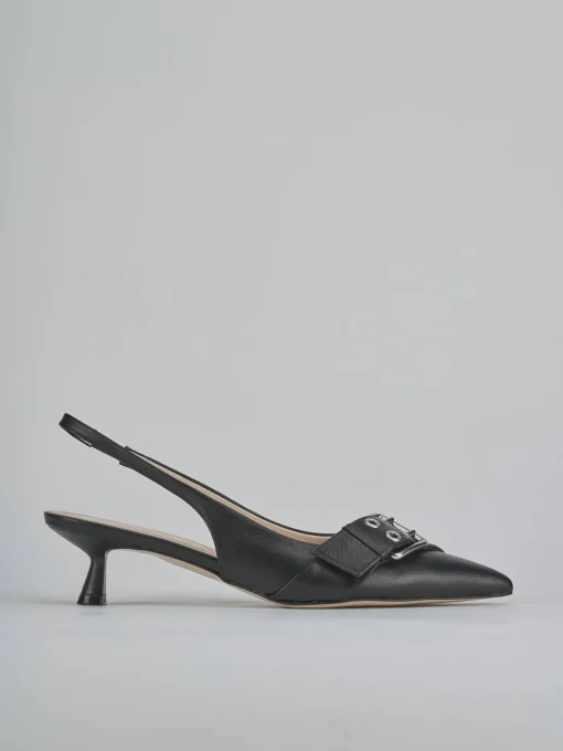 Décolleté e slingback tacco 5cm pelle nero