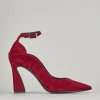 Décolleté e slingback tacco 8cm camoscio rosso