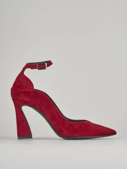 Décolleté e slingback tacco 8cm camoscio rosso