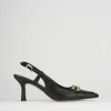 Décolleté e slingback tacco 7cm pelle nero