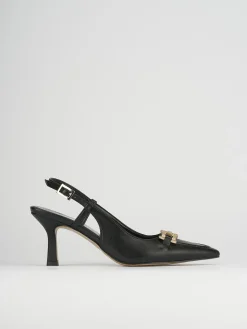 Décolleté e slingback tacco 7cm pelle nero