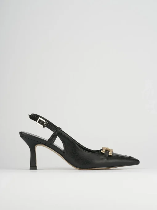 Décolleté e slingback tacco 7cm pelle nero