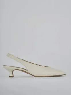Décolleté e slingback tacco 4cm pelle bianco