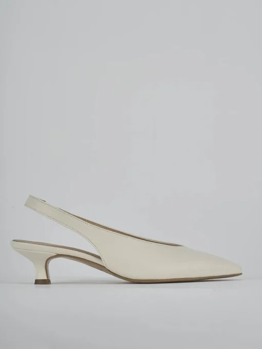 Décolleté e slingback tacco 4cm pelle bianco