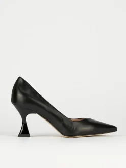 Décolleté e slingback tacco 7cm pelle nero