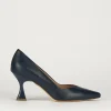 Décolleté e slingback tacco 7cm pelle blu