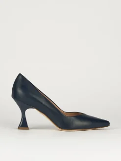 Décolleté e slingback tacco 7cm pelle blu