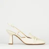 Décolleté e slingback tacco 7cm pelle beige