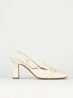 Décolleté e slingback tacco 7cm pelle beige