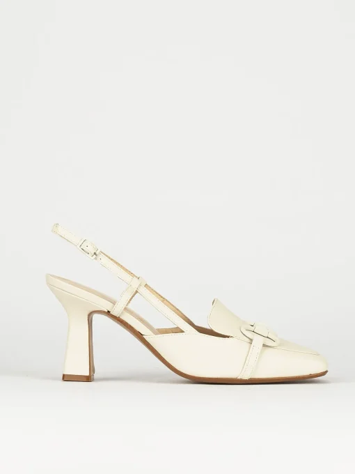 Décolleté e slingback tacco 7cm pelle beige