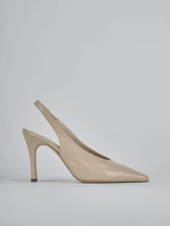 Décolleté e slingback tacco 9cm vernice marrone