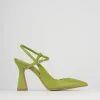 Décolleté e slingback tacco 10cm pelle verde