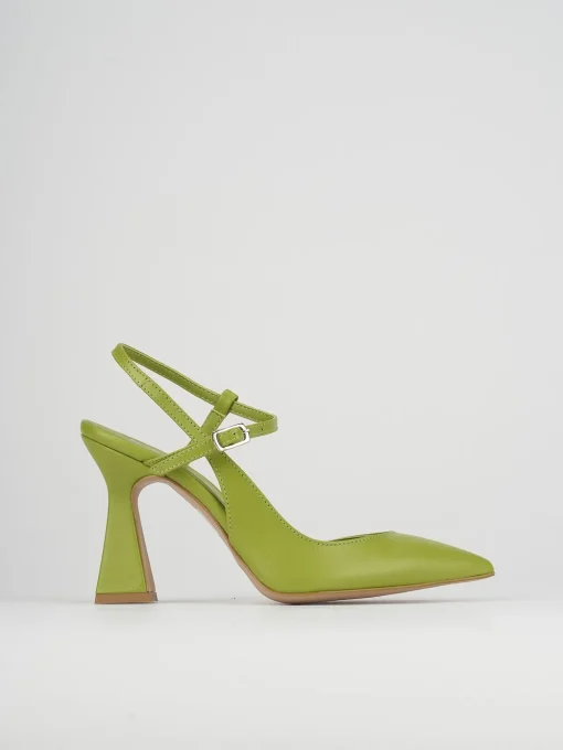 Décolleté e slingback tacco 10cm pelle verde