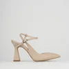 Décolleté e slingback tacco 10cm pelle beige