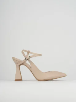 Décolleté e slingback tacco 10cm pelle beige