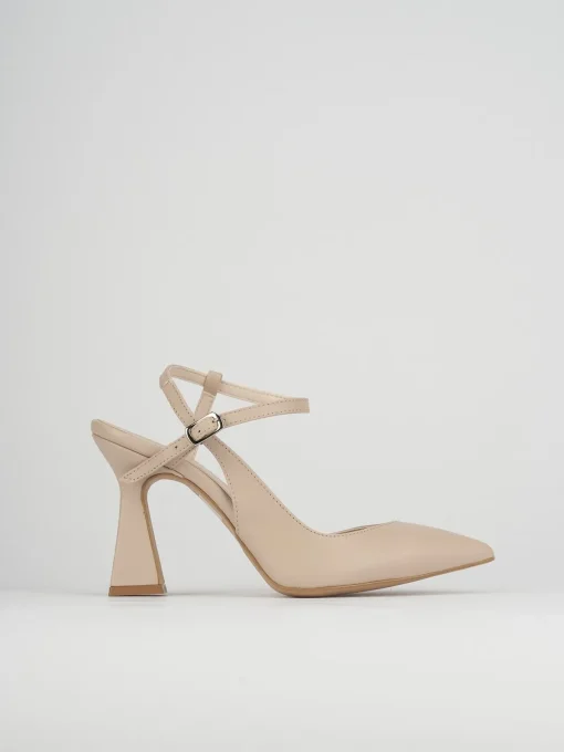 Décolleté e slingback tacco 10cm pelle beige