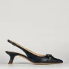 Décolleté e slingback tacco 5cm pelle blu