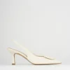 Décolleté e slingback tacco 7cm pelle bianco