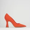 Décolleté e slingback tacco 10cm licra arancio