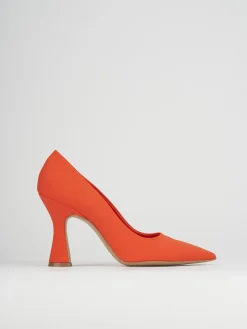 Décolleté e slingback tacco 10cm licra arancio