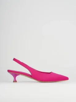 Décolleté e slingback tacco 5cm licra rosa