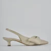 Décolleté e slingback tacco 4cm pelle beige