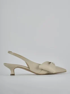 Décolleté e slingback tacco 4cm pelle beige