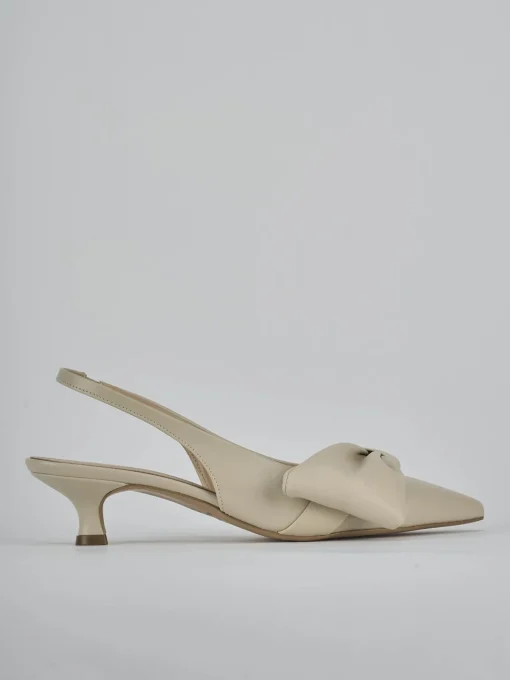 Décolleté e slingback tacco 4cm pelle beige